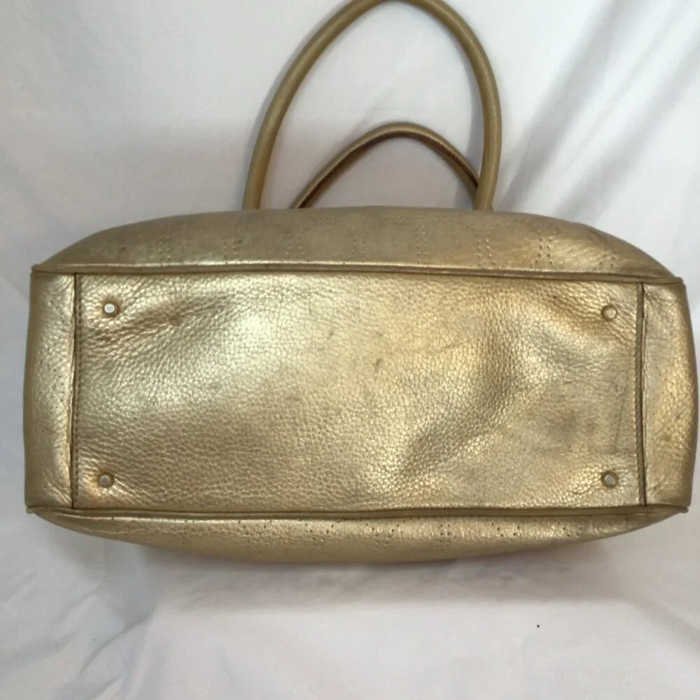 Kate Spade York Street Metallic Gold Leather Satchel • WKRU0812 • Care Cards
